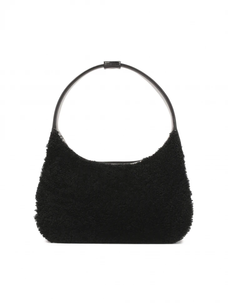 kazar Black leather and sheep's wool shoulder bag