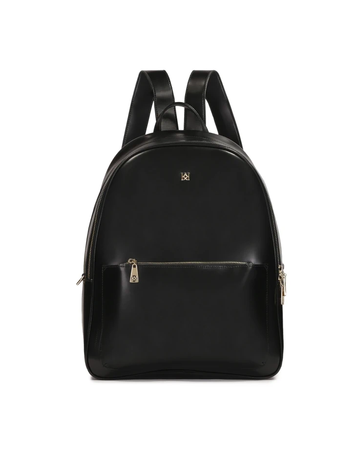 kazar Black leather backpack with front pocket