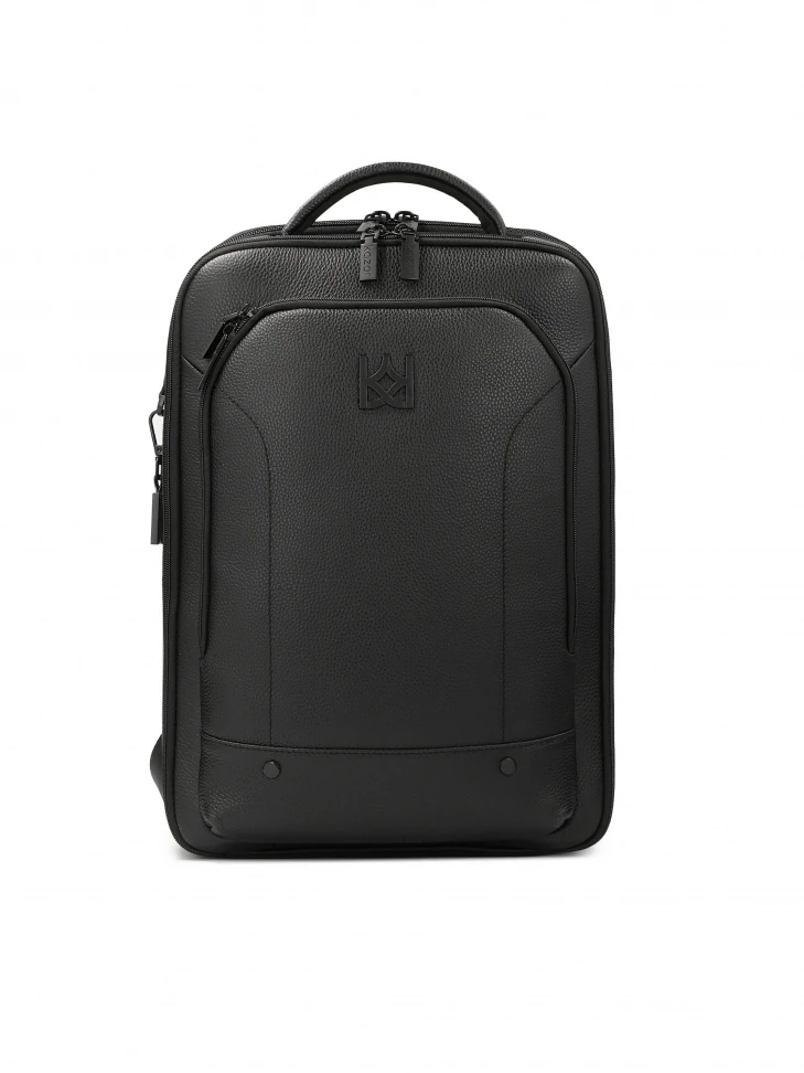 kazar Black leather backpack with laptop pocket