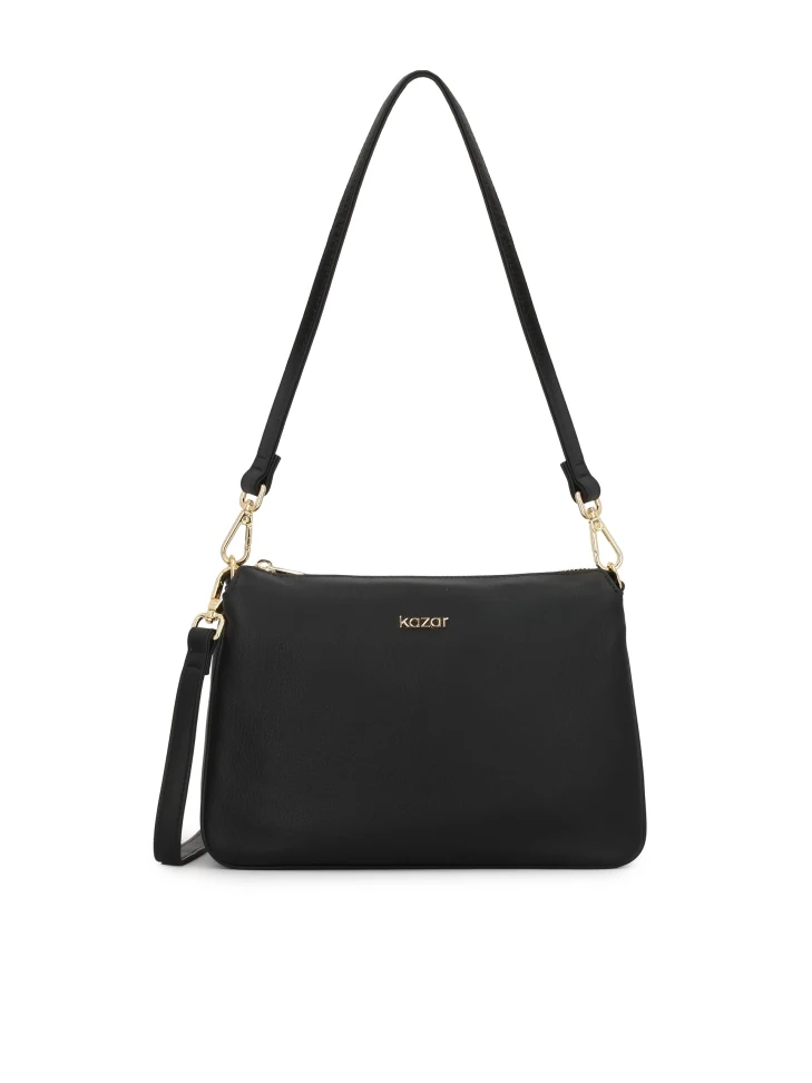 kazar Black leather bag with gold details