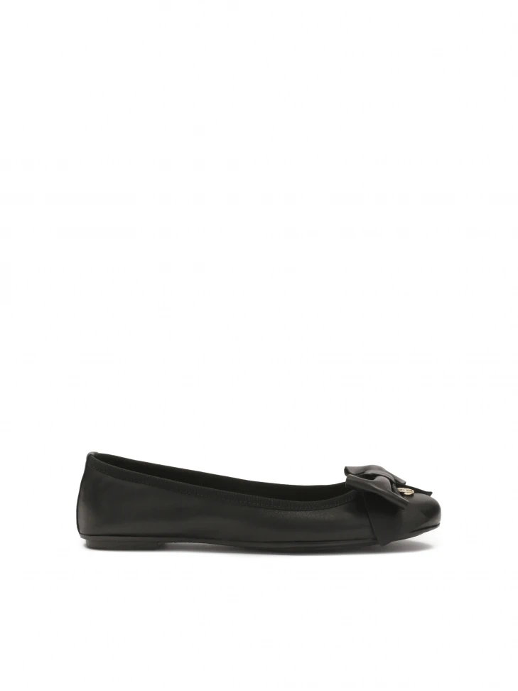 kazar Black leather ballerinas with a big bow