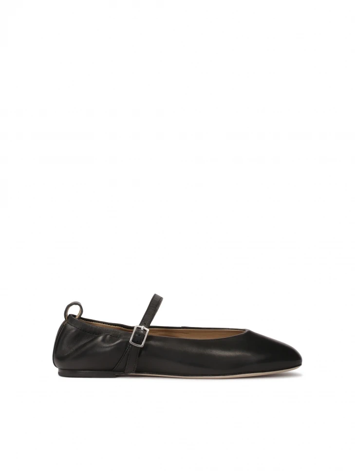 kazar Black leather ballerinas with buckled strap