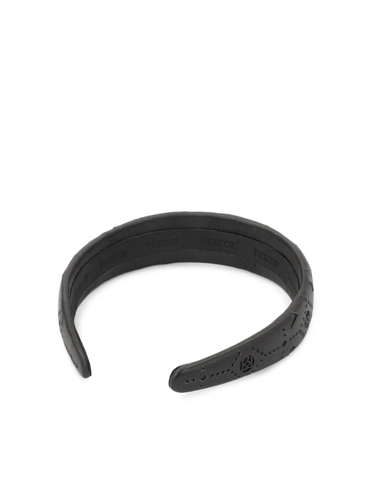 Kazar Black Leather Band With Fine Pattern