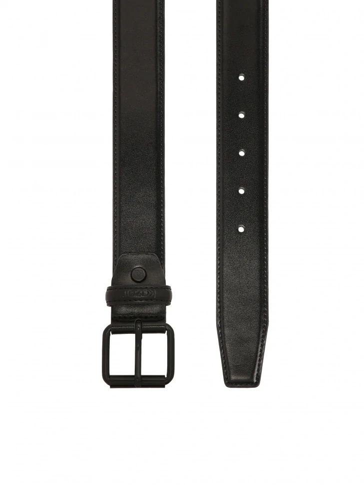 Kazar Black Leather Belt With Classic Buckle