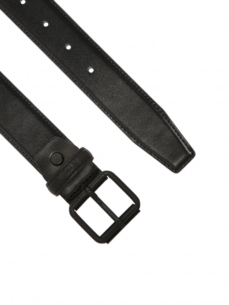 Kazar Black Leather Belt With Classic Buckle