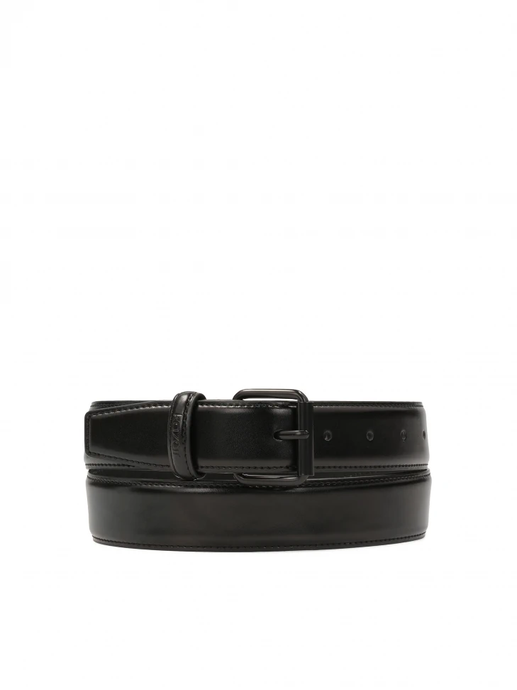 kazar Black leather belt with classic buckle