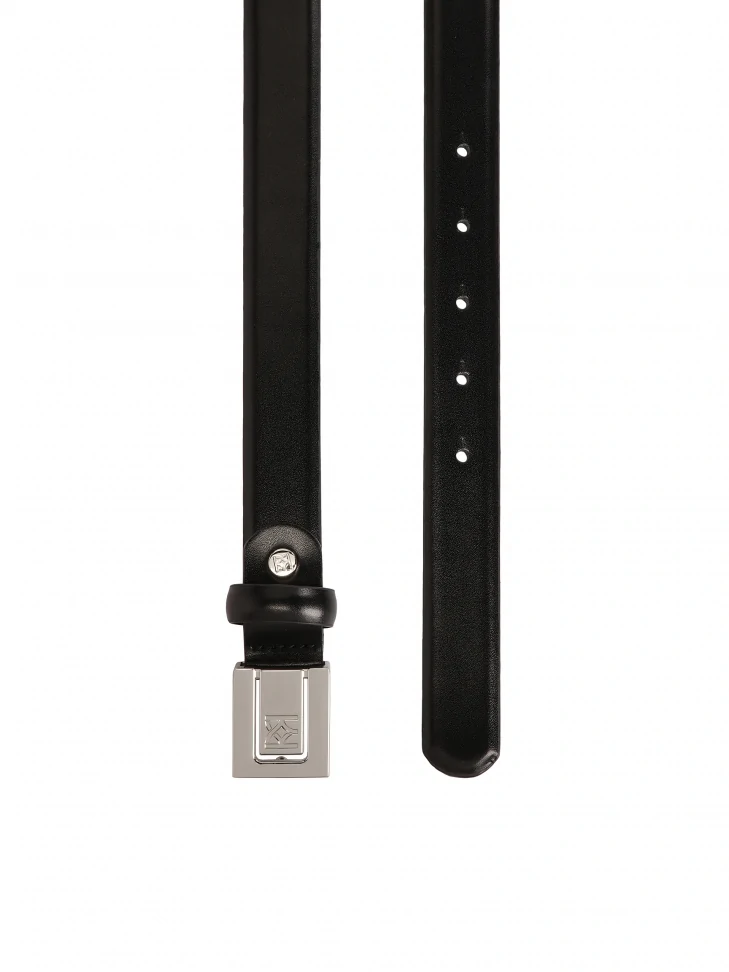 Kazar Black Leather Belt With Full Buckle