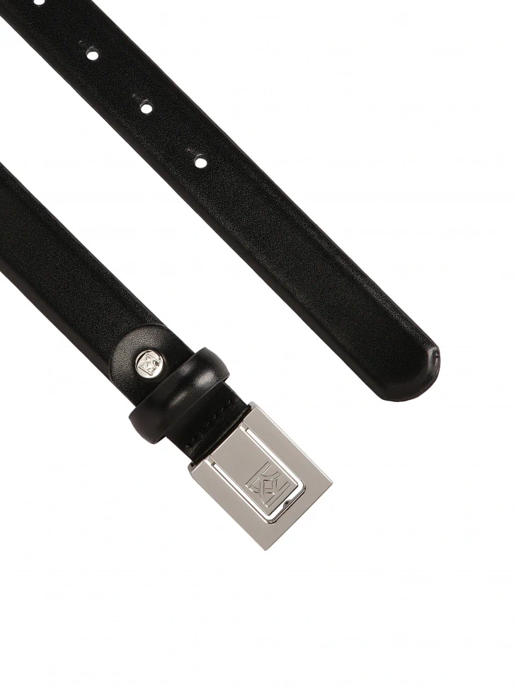 Kazar Black Leather Belt With Full Buckle