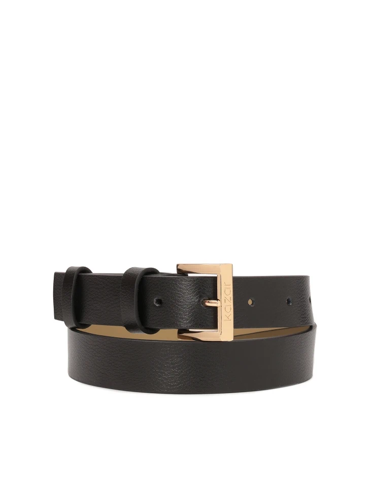kazar Black leather belt with gold buckle