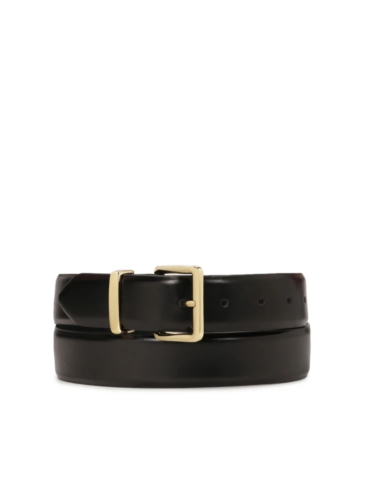 kazar Black leather belt with gold buckle