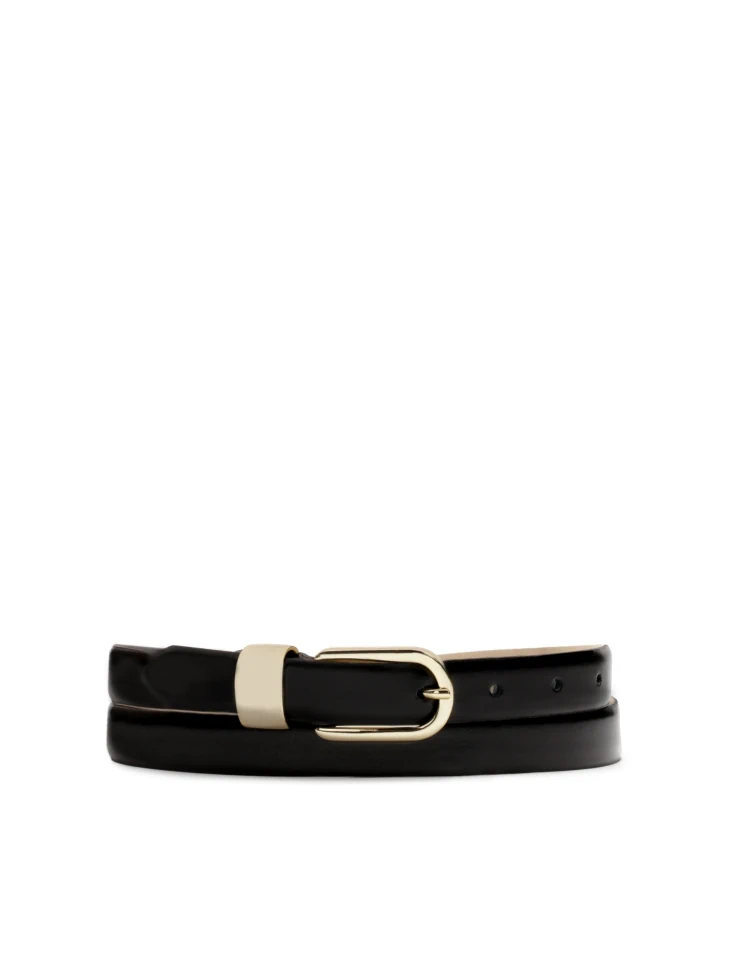 kazar Black leather belt with gold metals