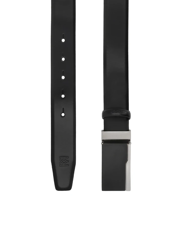 Kazar Black Leather Belt With Metal Buckle