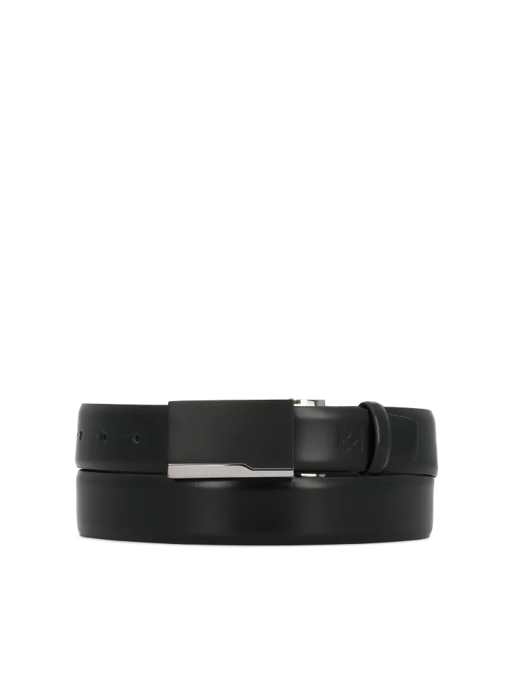 kazar Black leather belt with metal buckle