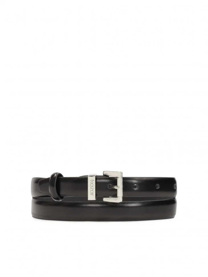 kazar Black leather belt with metal loop