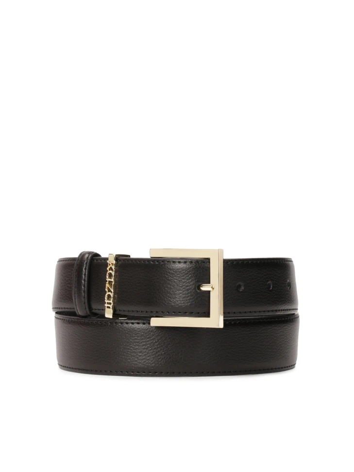 kazar Black leather belt with metal loop