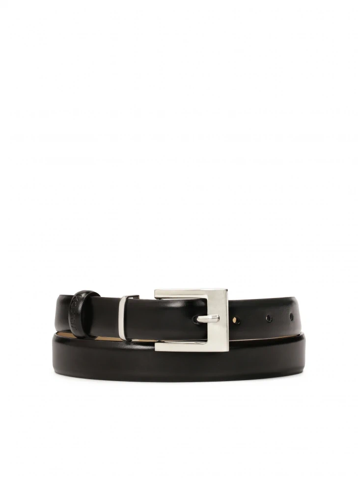 kazar Black leather belt with silver buckle