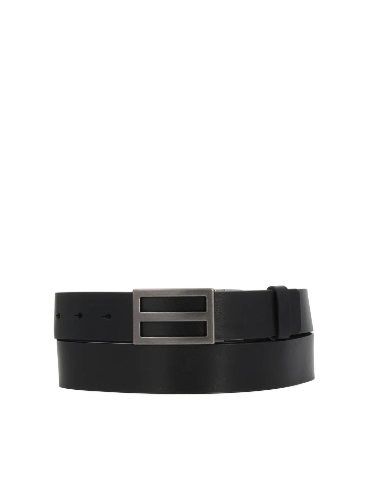 kazar Black leather belt with silver buckle