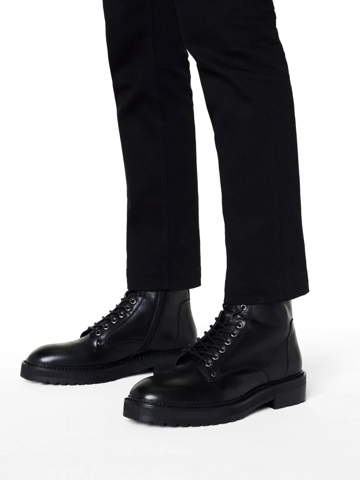 Kazar Black Leather Boots In Military Style