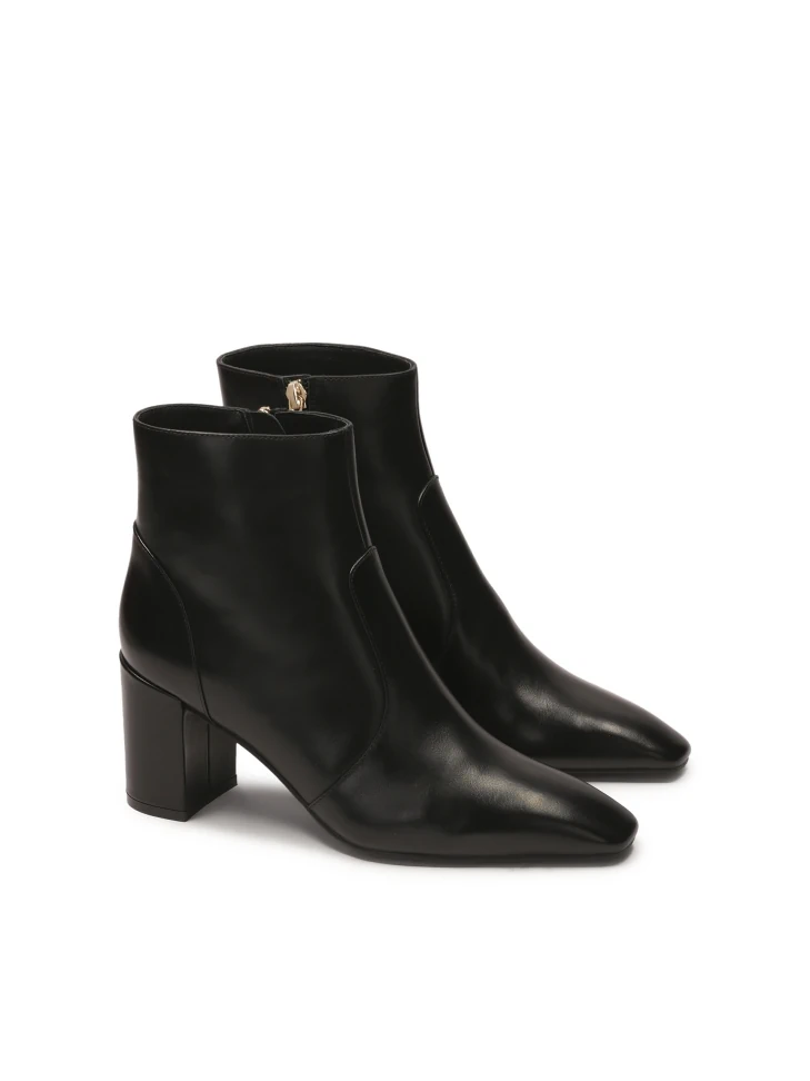Kazar Black Leather Boots On Block Heel