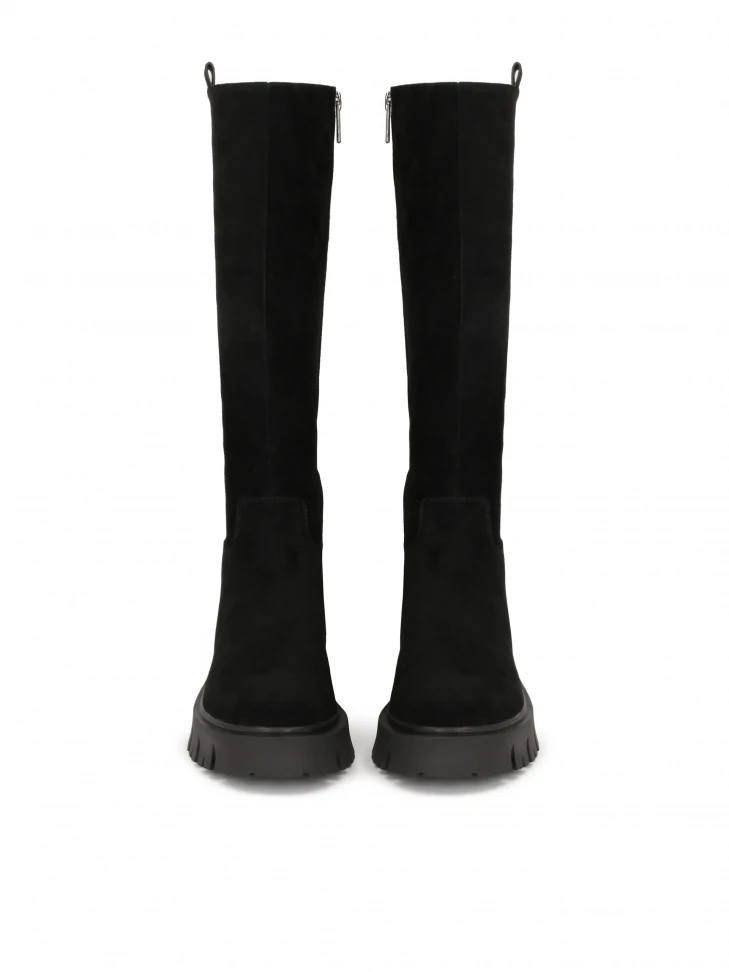 Kazar Black Leather Boots With Grooved Sole