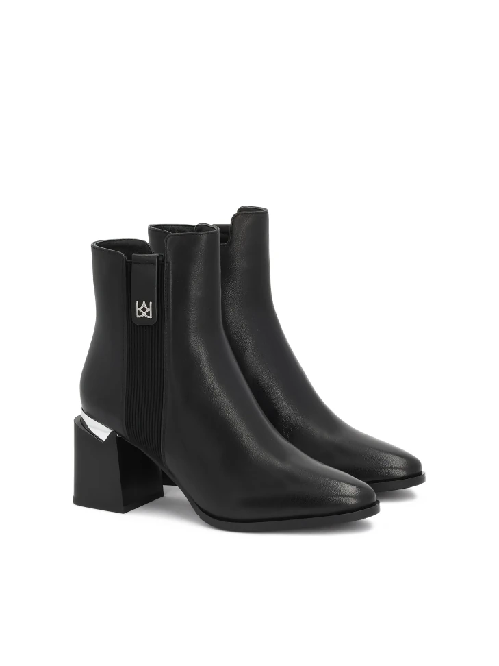 Kazar Black Leather Boots With Metallic Detailing