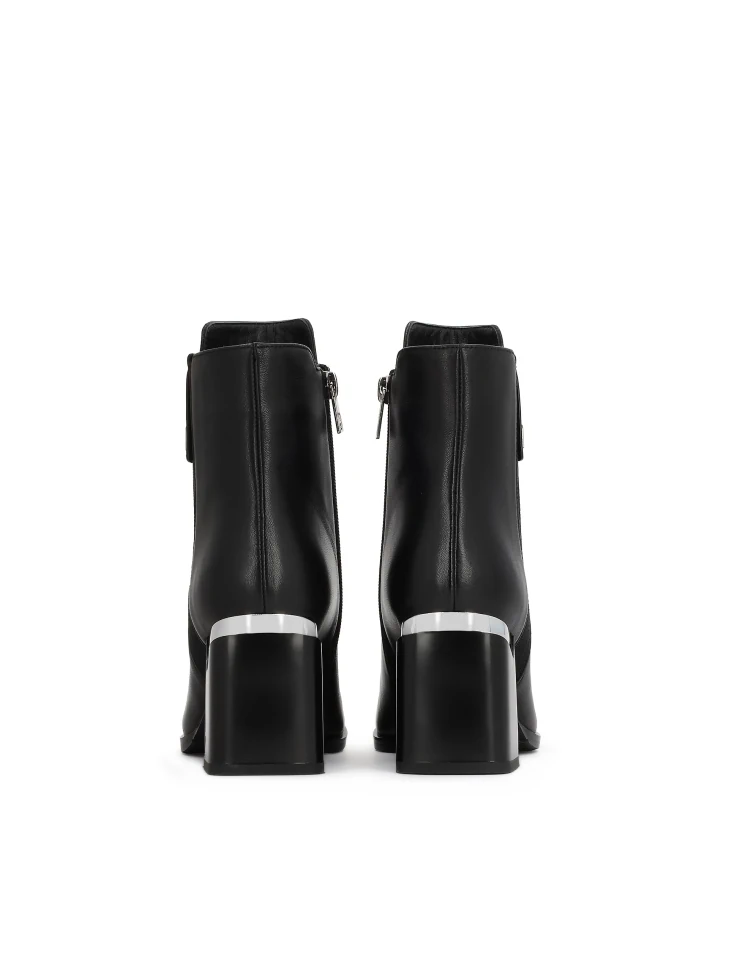 Kazar Black Leather Boots With Metallic Detailing