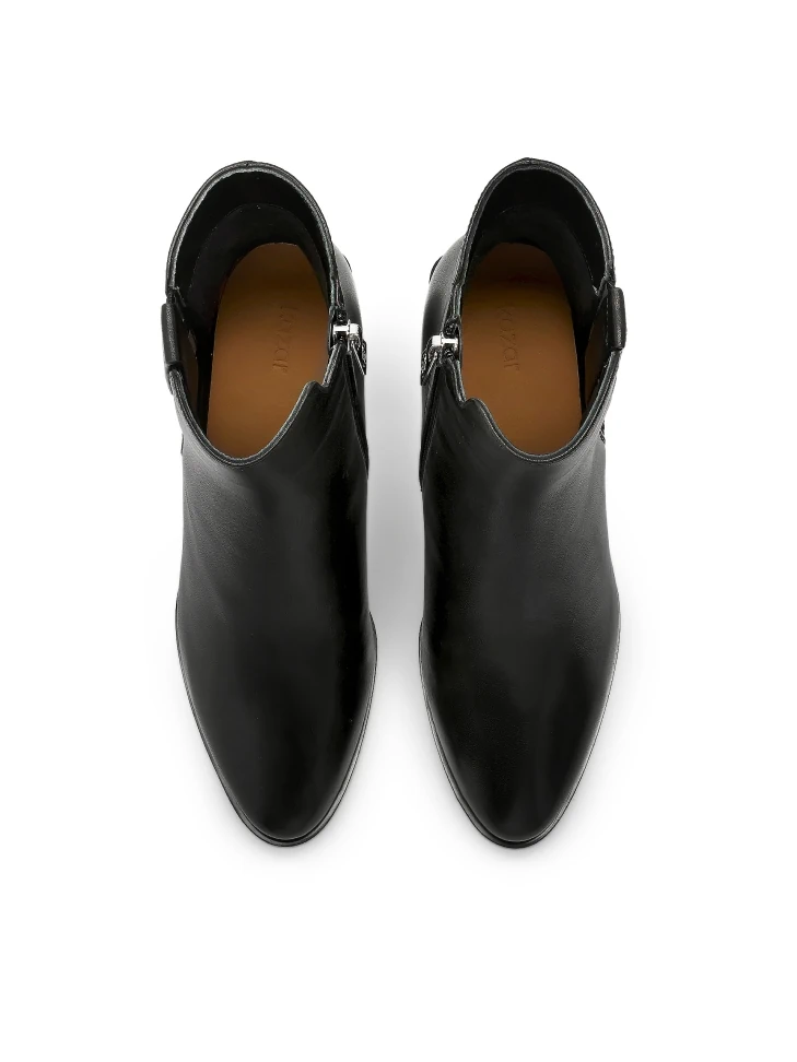 Kazar Black Leather Boots With Metallic Detailing