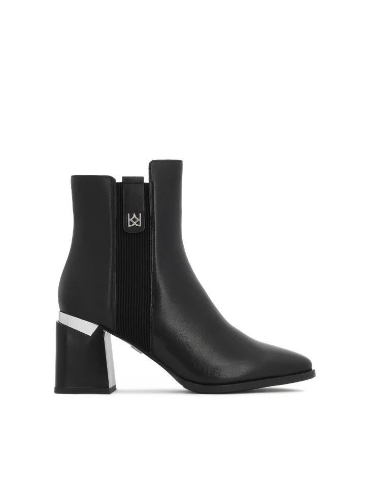 kazar Black leather boots with metallic detailing