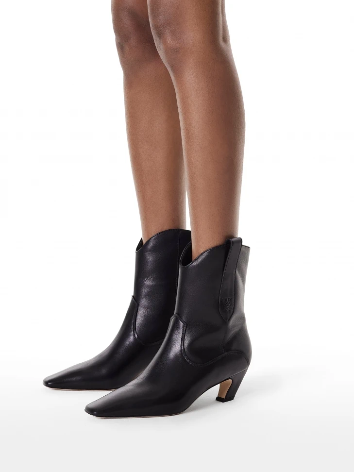 Kazar Black Leather Boots With Rounded Upper