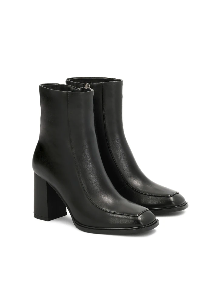 Kazar Black Leather Boots With Square Toe