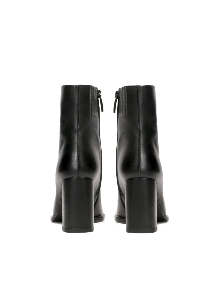 Kazar Black Leather Boots With Square Toe