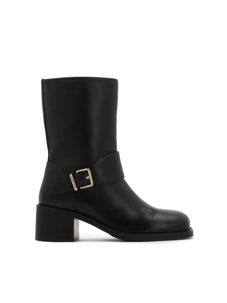 kazar Black leather boots with square toe