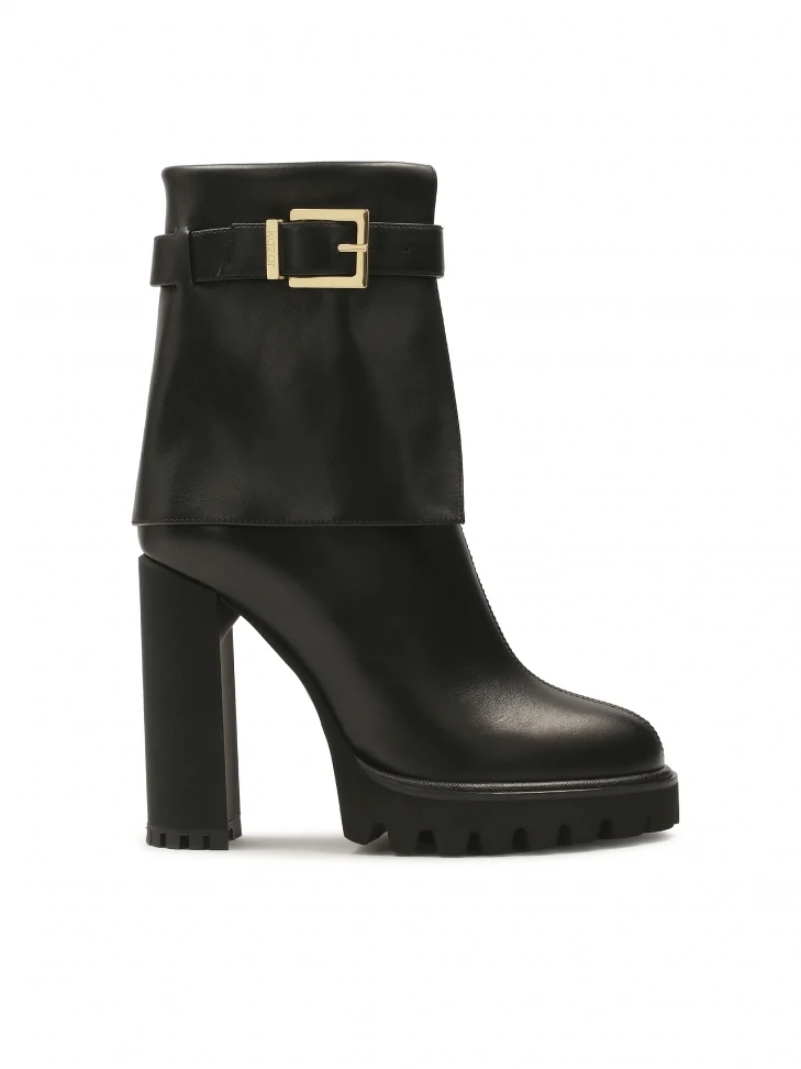 kazar Black leather boots with turned-up upper