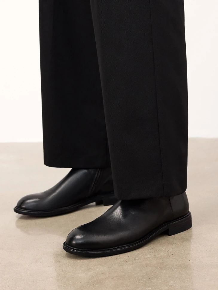 Kazar Black Leather Boots With Zipper