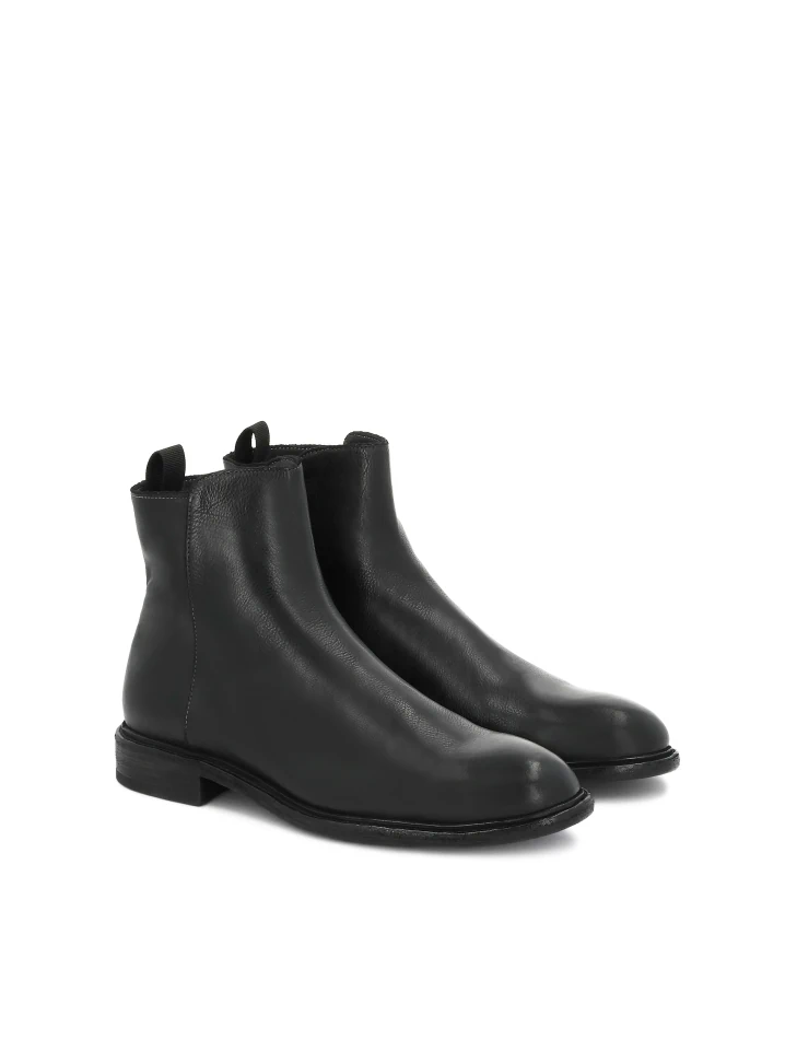 Kazar Black Leather Boots With Zipper