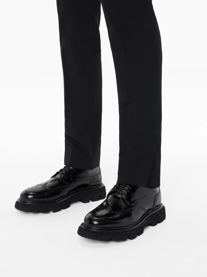 Kazar Black Leather Brogues Casual Shoes