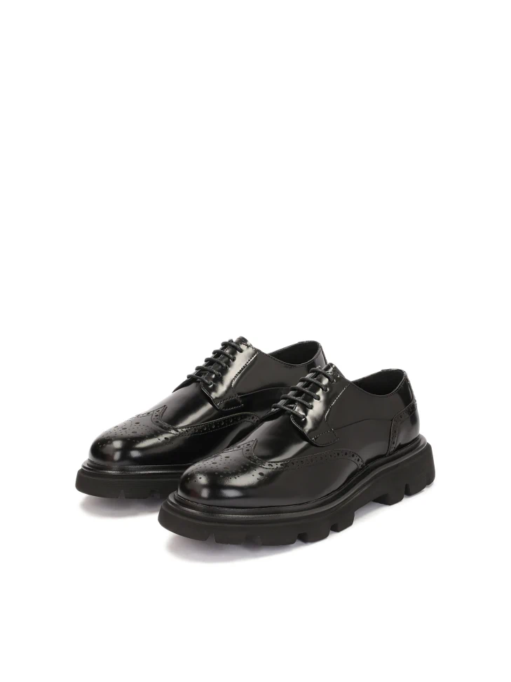 Kazar Black Leather Brogues Casual Shoes