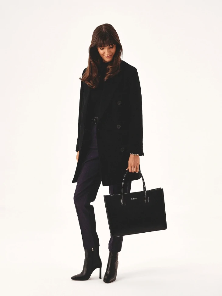 Kazar Black Leather Calf-length Boots