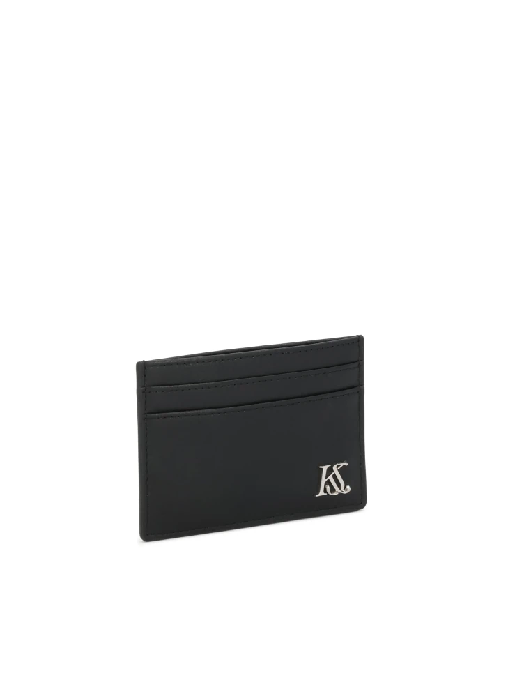 Kazar Black Leather Card Case With Logo