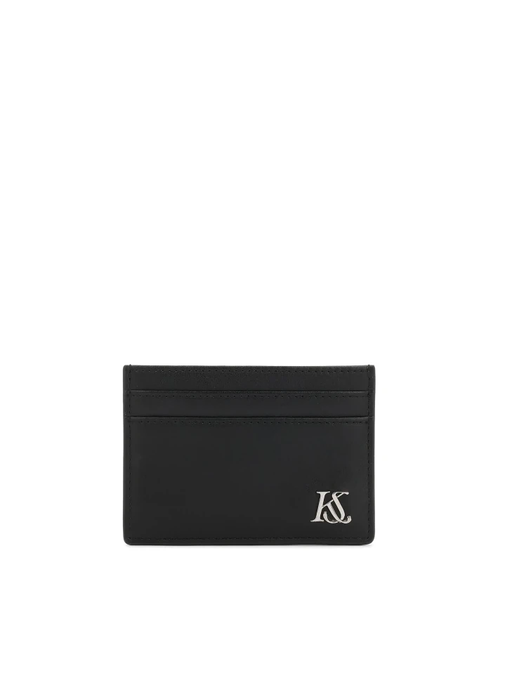 kazar Black leather card case with logo