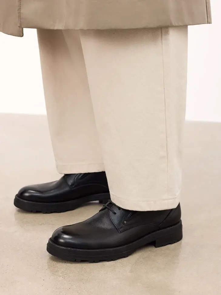 Kazar Black Leather Casual Shoes