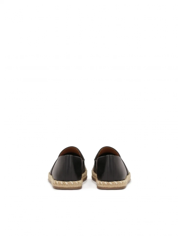 Kazar Black Leather Espadrilles