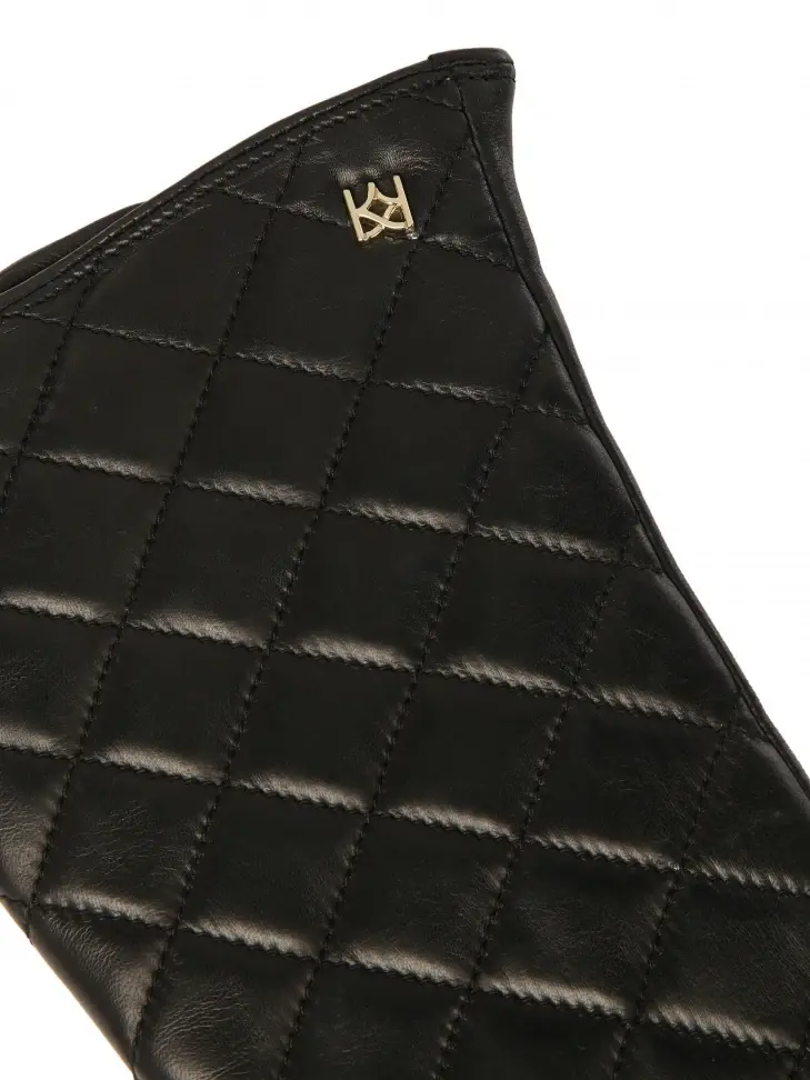 Kazar Black Leather Gloves With Extended Profile