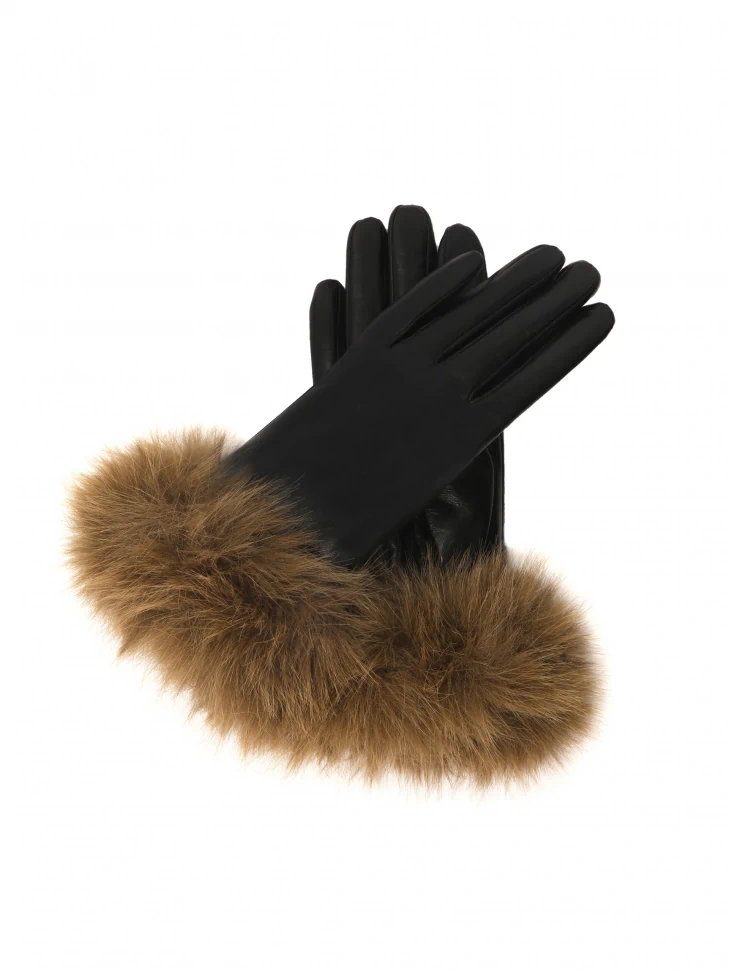 kazar Black leather gloves with synthetic fur