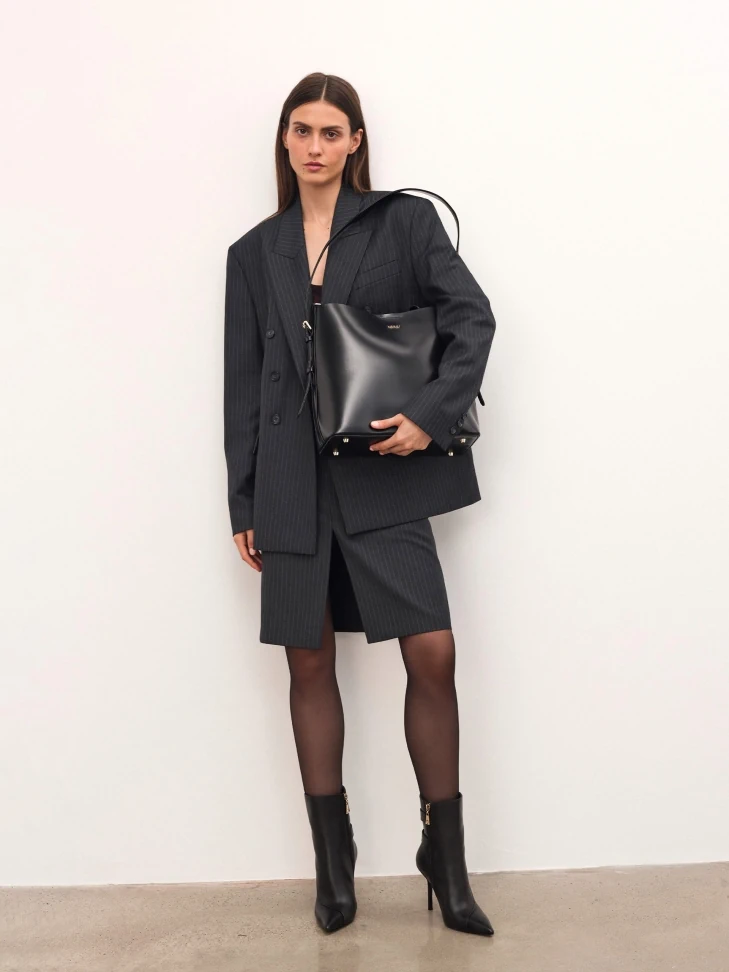 Kazar Black Leather Handbag