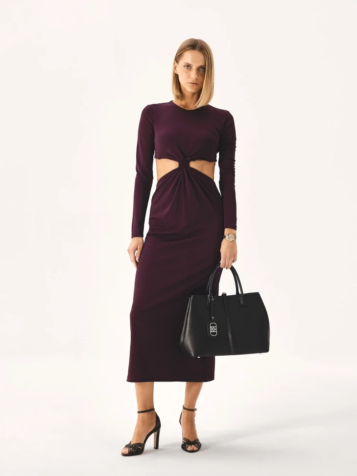 Kazar Black Leather Handbag In Minimal Style