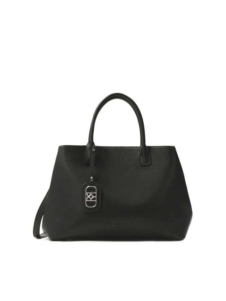 kazar Black leather handbag in minimal style