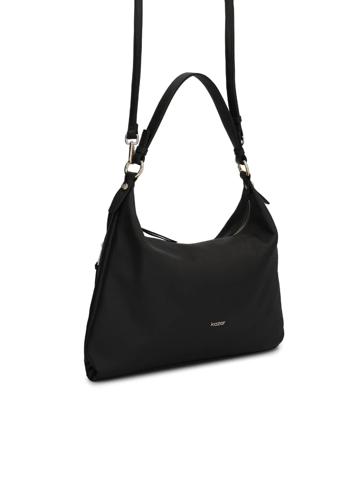 Kazar Black Leather Handbag With A Loose Fit