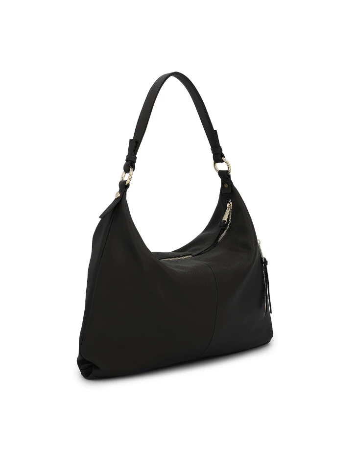 Kazar Black Leather Handbag With A Loose Fit