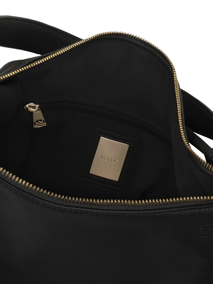 Kazar Black Leather Handbag With A Loose Fit